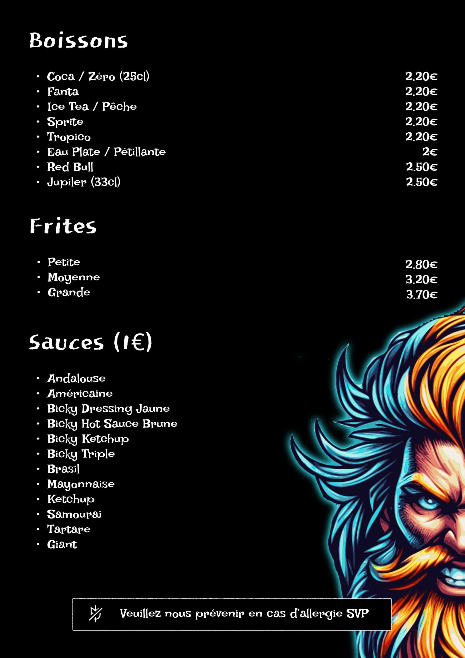 Viking Burger Menu Page 3